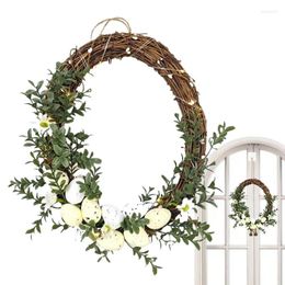 Decorative Flowers Easter Wreaths With Eggs Spring Wreath Lovely Aesthetic Artificial Handcrafted Lighted For Indoor