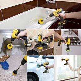 Electric Drill Brush Kit All-Purpose Cleaner Auto Tyres Cleaning Tools for Tile Bathroom Kitchen Round Plastic Scrubber Brushes