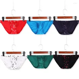 Underpants Breathable Cotton Briefs Men's Sexy Bulge Pouch Jockstrap Panties Low Waist Underwear Lingerie Males Cueca Printing