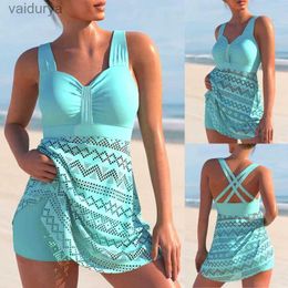 Women's Swimwear High Quality Womens Bikini Two-piece Set with Blue Hollowed Out Design and Printed Holiday Beach Shoulder Strap Swimsuit S-6XL yq240330