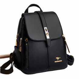 luxury Women Leather Backpacks for Girls Sac A Dos Casual Daypack Black Vintage Backpack School Bags for Girls Mochila Rucksack l3UN#