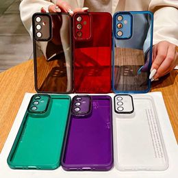 Cell Phone Cases Soft Silicone Case For Samsung S23 Ultra Plus A14 A04S A24 A34 A54 A52 A53 A32 A22 A33 A71 A72 Lens Protection Glass Film Cover yq240330