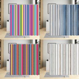 Shower Curtains Decorative Geometric Curtain Colourful Stripe Printing Waterproof Bathroom Decor Polyester Fabric With 12 Hooks