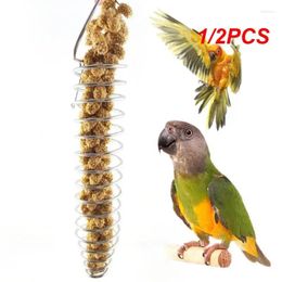 Other Bird Supplies 1/2PCS Feeder Pole Parrot Foraging Toy Spiral Metal Food Holder With Hook Stainless Steel Treat Skewer For