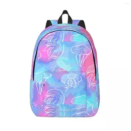 Backpack Laptop Unique Jellyfish With White Lines School Bag Durable Student Boy Girl Travel