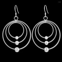 Dangle Earrings Fine 925 Sterling Silver Three Circle Beads For Women Fashion Jewellery Drop Christmas Gifts Wedding Party