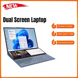 Dual Screen Laptop 16.1 Inch + 14.1 Inch Touch Screen Core i7 10750H Processor Gaming Laptop DDR4 16/32GB SSD Notebook Computer