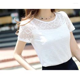 Women's Blouses Women Clothing Chiffon Blouse Lace Crochet Female Korean Shirts Ladies Blusas Tops Shirt White Slim Fit 2024