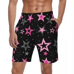 Men's Shorts Summer Board Men Pink And Grey Stars Sportswear Cool Fashion Beach Vintage Quick Dry Swimming Trunks Plus Size 3XL