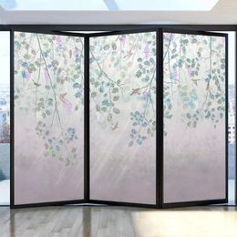 Window Stickers PVC Privacy Film Art Flower Pattern Frosted Glass Sticker Sun Blocking Glue-Free Static For Home Decoration