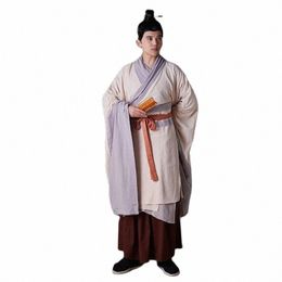 hanfu Men Robe Chinese Style Han Dynasty Ancient men's Scholar Costume Film TV Drama Cfucius Cosplay g8aS#