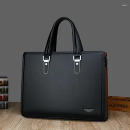 Briefcases Men's Stylish Simple Large Capacity Briefcase Office 14-inch Laptop Tote Bag Business Travel Crossbody