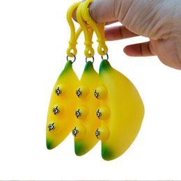 Decompression Fidget Toy Cute Banana Keychain Pinched Happy Vent Ball Children Squeeze Toys Relieve Autism for Adults children keychain Decoration