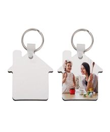 Heat Transfer Wooden Keychains Double Sided Sublimation Blank House Keychain Pendant Keyring Creative DIY Key Chain9414481