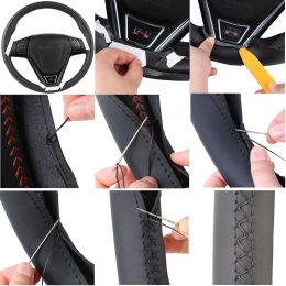 Hand-stitched Artificial Leather Car Steering Wheel Cover For Mercedes Benz W639 Viano Vito VW Crafter Steering Wheel Braid