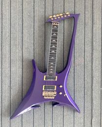 Rare Custom Abstract Enterprize Guitar NEW Roman Abstract Metallic Purple Neck Through Body Electric guitar Gold Hardware Tremolo 3419985