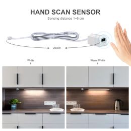 Hand Wave Sensor LED Under Cabinet Lights DC 12V LED Wardrobe Kitchen Lamp Tube Aluminum For Bedroom Closet Cupboard Decoration