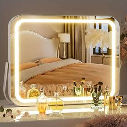 1pc Modern White-framed LED Makeup Mirror Lights, 3 Lighting Modes, Adjustable Brighess with Smart Touch Control, 360-degree Rotation, Home Decor