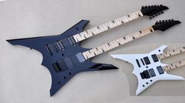 Factory Custom White Black Double Neck Black Electric Guitar With 6 and 12 Strings Black Hardware Maple Fretboard Offer Customized5154414