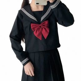 japanese School Uniform Suit Sailor JK S-2XL Basic Carto Girl Navy Sailor Uniform Black sets Navy Costume Women girl 77zq#