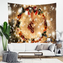 Christmas Tapestry Snowflakes Santa Claus Winter Wall Hanging Cloth Fireplace Blanket Gifts Christmas Wall Decorations for Home