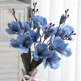 Decorative Flowers 5 Colour 20 Heads Silk Magnolia Artificial Flower Orchid Bouquet Home Year Party Decoration Wedding