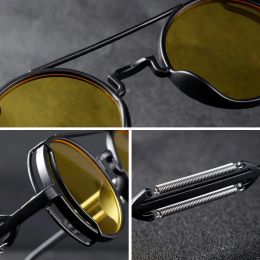 Vintage Punk Round Frame Sunglasses Men Women Glasses Small Lens Brand Designer Sun Glasses UV400 Outdoor Sports Eyewear Anti-UV