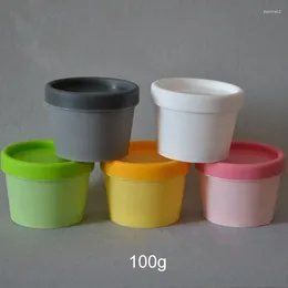 Storage Bottles 100g Plastic Face Mask Cream Refillable Jar Green Yellow Pink Cosmetic Facial Lotion Packing Bowl Box