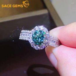 Cluster Rings SACE GEMS GRA Certified D Colour 1ct Moissanite Ring 925 Sterling Silver Plated With 18k White Gold For Women Fine Jewellery