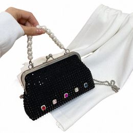luxury Diamds Designer Women Pearl Handbags Shinny Rhineste Shoulder Crossbody Bags for Ladies Gemste Evening Party Purse c4m9#