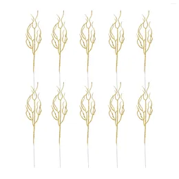 Decorative Flowers 10 Pcs Christmas Leaf Ornament Prop Xmas Fake Artificial Tree Gold Garland Accessory Outdoor Adornment