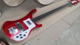 45 Strings Fretless Metallic Red Electric Bass Guitar with Golden BindingChrome HardwareCan be customized1277765
