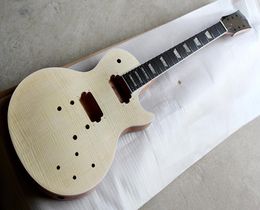 Factory Custom Natural Electric Guitar KitParts with Flame Maple VeneerMahogany Body and NeckSemifinished GuitarOffer Custom3440748