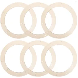 Decorative Flowers 6pcs Hanging Round Wreaths Frames Wooden Circle Wreath Rings For DIY Crafts