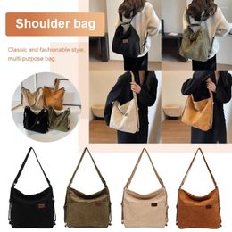 Shoulder Bags Women Corduroy Crossbody Bag Multifunctional Zipper Strap Adjustable Messenger School Travel