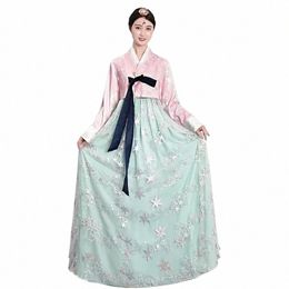 adult women's high-end Korean clothing, gauze skirts, spring, summer, autumn traditial palace s, Korean ethnic dances g3tT#