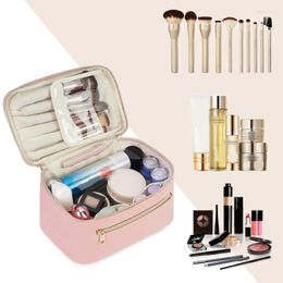 Cosmetic Bags -Makeup Bag Travel Make Up Organizer Brush Case For Women In Eco Vegan Leather