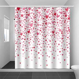 Shower Curtains Quick-drying Curtain Valentine's Day Love Heart Print Water-resistant Machine Washable For Bathroom