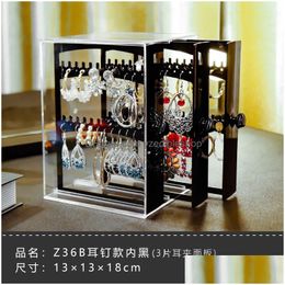 Jewellery Pouches Bags 3-Layer Display Stand Boxes And Packaging Ring Box Necklace Holder Earring Organiser Storefront Cabinet Drop De Dhjlb