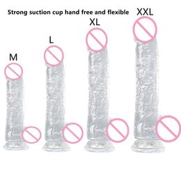 Nxy Dildos Dongs dildo Transparent Strong Suction Cup Anal Dildo Buttocks Stuffed Penis Female Sex Toy g Spot Massage Tease Adult Products 240330