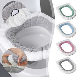 Toilet Seat Covers O-Shaped Pad Cover Plush Winter Warm Universal Cushion Solid Colour Soft And Comfortable
