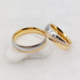 Love Alliances Wedding Rings Sets for Couples Designer Two Tone 14k Gold Plated Jewelry Marriage Promise Ringe Ladies Women