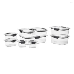 Storage Bottles Stackable Brilliance 18 Pc Clear Tritan Food Set Leak-Proof BPA Free Kitchen & Organisation