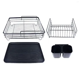 Storage Bottles Large Dish Drainer Drying Rack Detachable Utensil Cup Space Saving Kitchen Counter Racks For Bowls