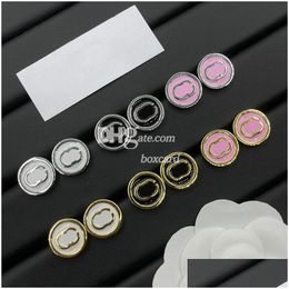 Charm Circle Metal Earrings G Letter Stamps Ear Studs Stylish Simple Chic With Box Birthday Christmas Gift Drop Delivery Jewellery Otlcq