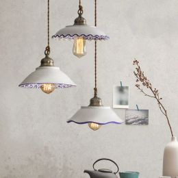 IWHD Loft Style Ceramic Vintage Hanging Lamp Beside Dinning Room Restaurant Bar Coffee Home Indoor Decor LED Pendant Lights