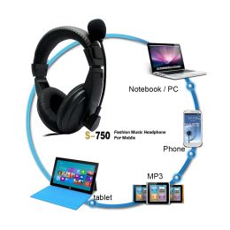 3.5MM Wired Headset Gaming Headphone Stereo Deep Bass Headphones With Microphone AUX Retractable Headband For PC Computer Laptop