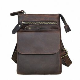 top Quality Original Leather Mens Multifuncti Vintage Casual Menger Shoulder Mochila Bag Design Belt Waist Pack Bag 6553 r3PD#