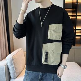 Men's Hoodies 2024 O-neck Trendy Hoodie With Loose Fitting Long Sleeved T-shirt Pocket Design For Bottoms Streetwear Men Sweatshirts