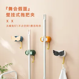 Hooks Mop Clip Broom Hanger Umbrella Holder Punch-free Artefact Powerful Wall Hanging Mask Cute Toilet Brush Rack With Bathroom